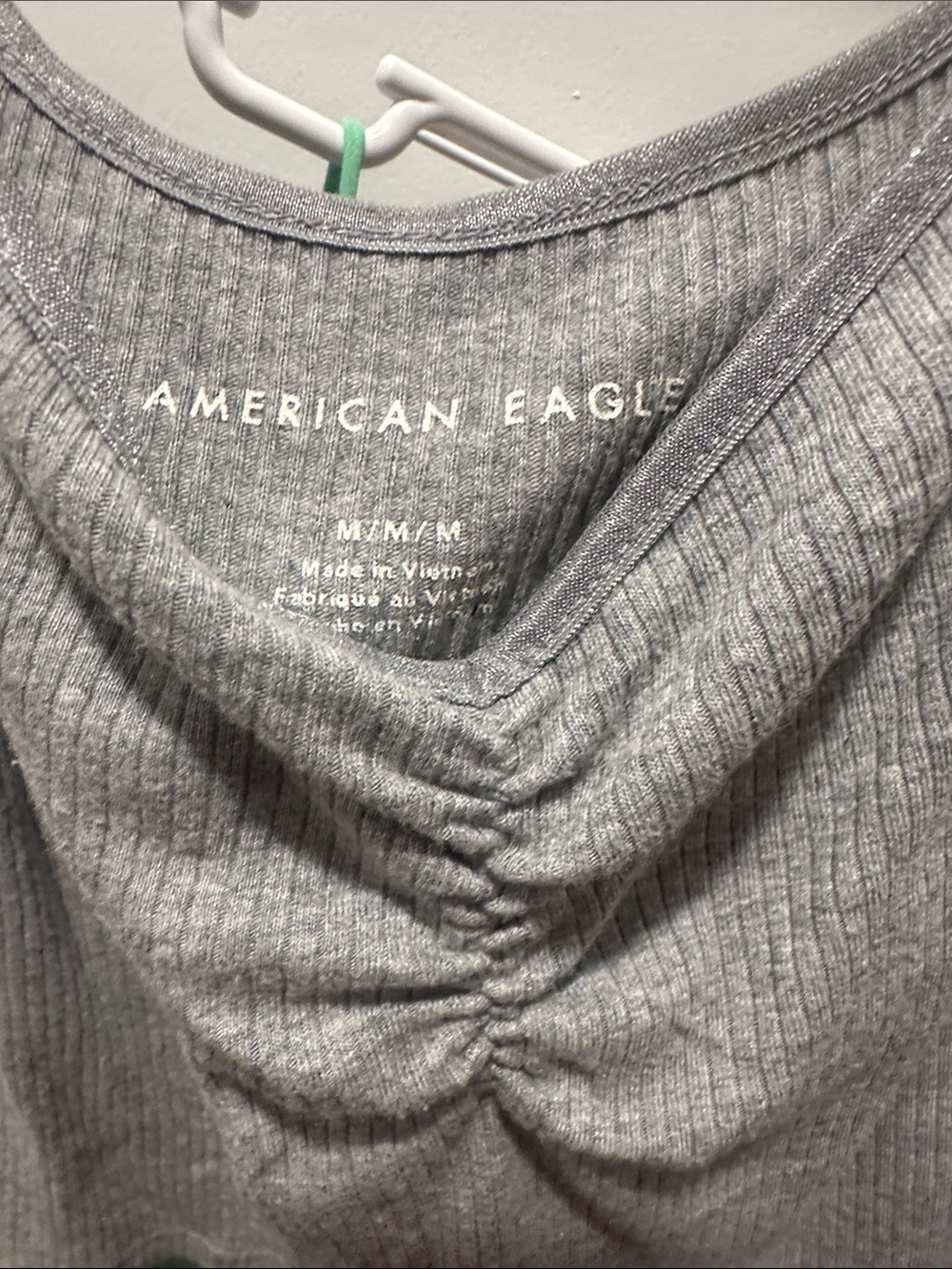Grey Ribbed Ruched Cropped Cami Top - Picture 2 of 9